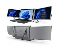 Triple Portable Monitor Expert 14" MultiCable - IPS Tri screen - Extra scherm laptop - Plug & Play - Incl. draagtas