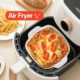 Set van 4 Keramische Ovenschalen Vierkant - Stapelbaar - Geschikt voor Oven, Airfryer en Magnetron (400 ml) — thumbnail 4
