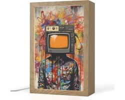 Tafellamp 20x30 cm - LED lamp - Televisie - Graffiti - Mens - Kleuren - Decoratieve tafellampen - Dimbaar - Tafellampje slaapkamer - Woonkamer binnen