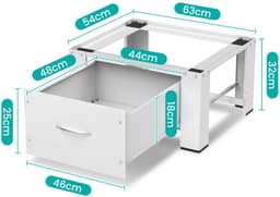 Wasmachine Basisframe met Uittrekbare Lade – Wit, Draagbaar tot 150 kg, 63 x 54 x 32 cm — thumbnail 2
