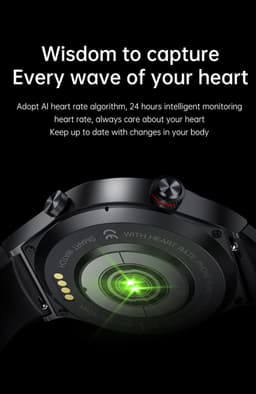 Knobbout 1,28" IPS inch Touchscreen smartwatch- Met de roterende knop wissel je snel tussen schermen- Persoonlijk Wijzerplaatontwerp - Bluetooth bellen en contacten synchronisatie - zilver staal+siliconen horlogeband — thumbnail 2