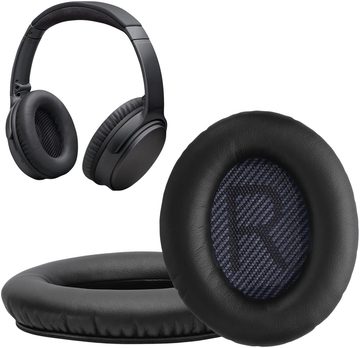 kwmobile 2x oorkussens geschikt voor Bose Quietcomfort 35 35II 25 15 / QC35 QC35II QC25 QC15 - Earpads voor koptelefoon in zwart — afbeelding 1