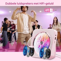 Draagbare CD-Speler -Bluetooth met Dubbele Luidsprekers- HiFi-speaker radio-Oplaadbare CD-Speler met USB-C-Roze — thumbnail 5