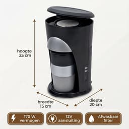 Lomera Koffiezetapparaat Auto 12V - Koffiezetapparaat 12 Volt Auto - Koffiezetapparaat Sigarettenaansteker - Reiskoffiezetapparaat 12V - Koffiemachine Auto - Koffiemachine 12V - Koffiezetter Auto - Koffiezetapparaat voor Onderweg — thumbnail 5