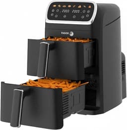 Heteluchtfriteuse Dubbele Mand - Airfryer Keukenapparaat - Gezond Koken - Dubbele Capaciteit 8L - 30x46x48cm - Zwart — thumbnail 1