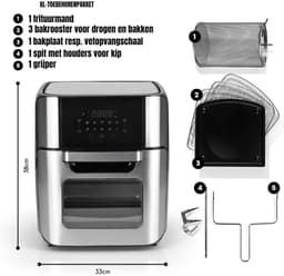 SAVI® Heteluchtoven - Oven - Airfryer Oven - Zilver - 38cm x 33cm x 37cm — thumbnail 8