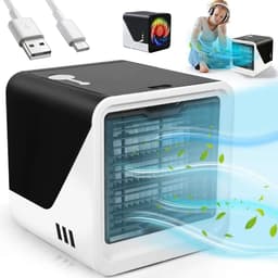 Mobiele Airco - Draagbare Ventilator - Aircooler - Luchtkoeler - Koeling, bevochtiging en luchtzuivering - 500ml - Zwart - 8W - 3 Snelheden & 6 Uur Werktijd - USB Voeding - Geluidsarme werking - Energiebesparend en veilig — thumbnail 1