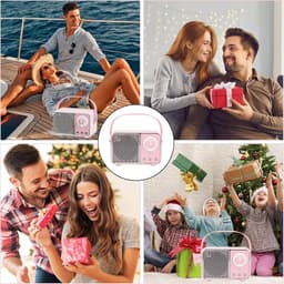 Retro Bluetooth- Vintage Bluetooth Speaker - Mini Retro Design With Stereo Bass Enhancement-Roze — thumbnail 3