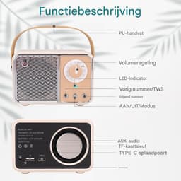 Retro Bluetooth- Vintage Bluetooth Speaker - Mini Retro Design With Stereo Bass Enhancement - Beige — thumbnail 2