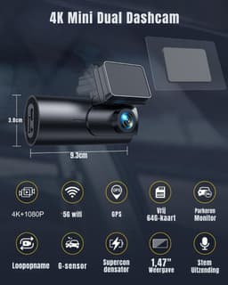 SAVI® Dashcam Voor en Achter - Dashcam - Dashcam Voor Auto - Zwart -‎3cm x 5cm x 10cm — thumbnail 3