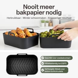 Airfryer Accessoireset 10-delig – Siliconen Bakjes, RVS Rekken, Spiesenrek, Tang, Spatel & Bakkwast – Geschikt voor Dual Zone Airfryer 7-10L – Vaatwasserbestendig & Hittebestendig 230°C — thumbnail 5