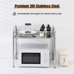 Verstelbaar RVS Magnetronrek voor Aanrecht - Stevige Oven, Toaster en Airfryer Standaard — thumbnail 2