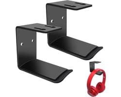 Houder voor hoofdtelefoon - muurbeugel met schroeven en plakband - universele hanger voor meerdere apparaten - geschikt voor bureau, muur, tafel - gaming accessoire