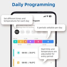 Wifi thermostaat | Opbouw | Wifi | Touchscreen bediening | USB voeding | CV installatie | Smart Life app | Spraakbediening | Zwart wit — thumbnail 3