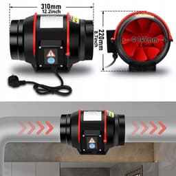 Afzuigventilator - Kanaalventilator - 150mm 80W Kanaal Ventilator - 540m³/h & 2 Snelheden - Met Afstandsbediening & IP44 - Voor Badkamer, Keuken & Kas - Krachtig & Stil in Gebruik — thumbnail 3