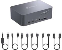 Dual Monitor KVM Switch met USB-C Dockingstation 4K@60Hz HDMI DisplayPort