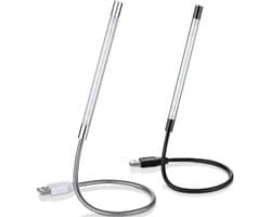 2 Stuks USB LED Lamp Flexibele Leeslamp Dimbaar voor Laptop en Boek