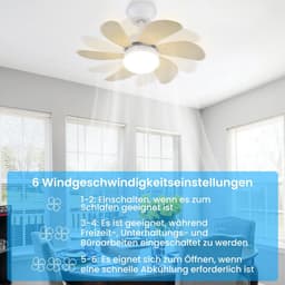 Glitzerlife - Plafond ventilator met verlichting - stille plafondventilator - stil met afstandsbediening en timer - Ø75cm - houtlook - plafondlampen met ventilator voor woonkamer en slaapkamer — thumbnail 4