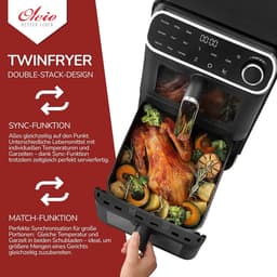 Heteluchtfriteuse met Dubbele Kamer 11L Verticaal XL 2460W Digitale Programma's — thumbnail 4