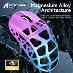 ATTACK SHARK R3 - Draadloze Gaming Muis - Magnesium Alloy - PAW3395 - Ultralichte(46g)- Wired/2.4G/BT5.1 - 26000DPI - Paarse gradiënt — thumbnail 4