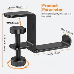 Universele Hoofdtelefoonstandaard Onder Bureau - Opvouwbare Headset Houder met Klem — thumbnail 2