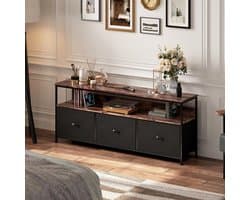 Stijlvol TV-meubel met LED-verlichting en 3 Opbergvakken voor 55 Inch Televisie