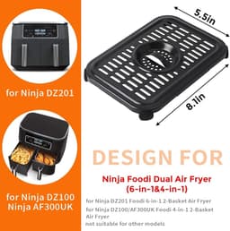 Air Fryer Grill Pan for Ninja Air Fryers, 2 Packs Replacement Air Fryer Crisper Plate Grill Plate Tray Accessories with Rubber Bumpers for Ninja Foodi DZ201 DZ100 and other Air Fryer, Dishwasher Safe — thumbnail 5