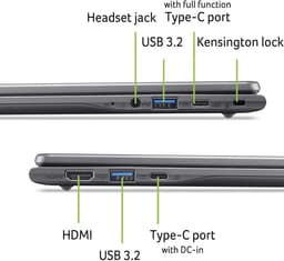 Acer Chromebook Plus 514 CB514-6HT-31LN - 14 inch - Touchscreen - Core 3 (i3) - 8GB - 128GB - Verlicht toetsenbord - Grijs — thumbnail 7