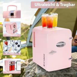 Glitzerlife - Mini Koelkast 4L - Draagbare koelkast 12V 230V - Stil 25dB - Thermo-elektrische koeling tot 18°C onder omgeving - ideaal voor auto, kamer, camping, camper, kantoor en reizen- Roze — thumbnail 5