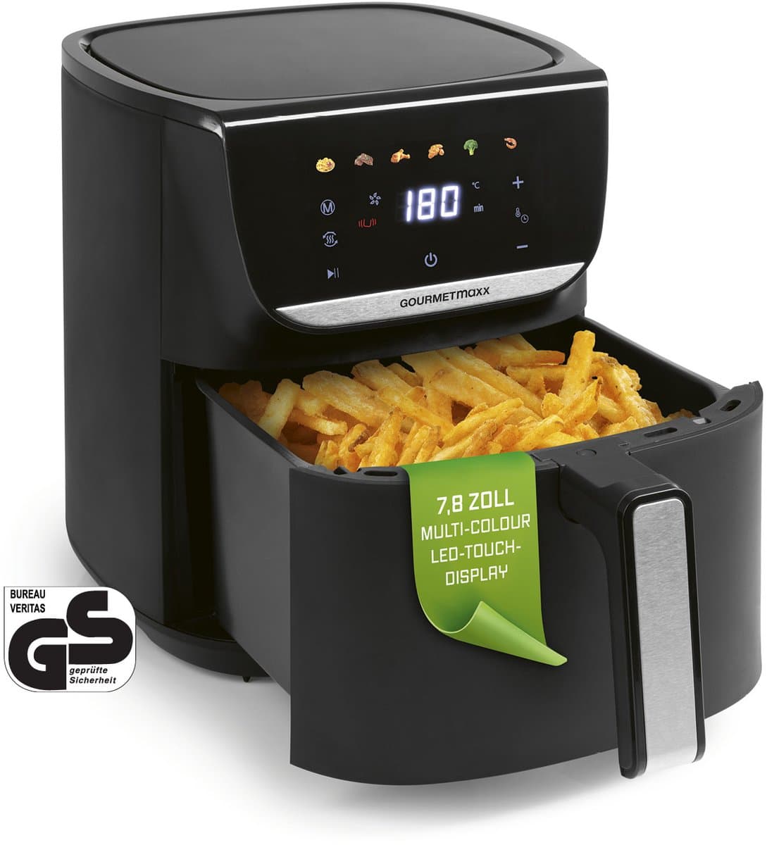 GOURMETmaxx AirGenius heteluchtfriteuse - 5,5 l Airfryer | Friteuse met 7 programma's | Minibakoven - Vetarm en lekker voor 3-5 personen | Heteluchtfriteuse met kleurendisplay, led-touchscreen — afbeelding 1