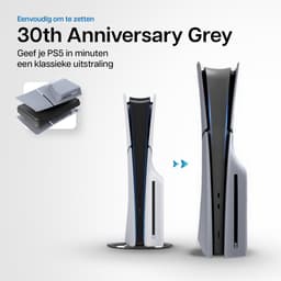 Playstation 5 Slim Faceplates Disc Edition (niet geschikt voor standaard PS5 & PS5 Pro) - Inclusief Mid Skin - Accessoires - Faceplate - Cover - Plate - Skin - Retro - 30th Anniversary Grey — thumbnail 4