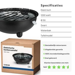 Cheqo® Elektrische Tafel Bbq - Elektrische Tafelbarbecue - Tafel Bbq - Tafelbarbecue - Elektrische Bbq - Elektrische Barbecue - Tafel Grill - Elektrische Grill - Indoor Bbq - Bbq voor Binnen - Rookvrije Tafel Bbq — thumbnail 3