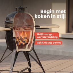 KitchenBrothers Kamado BBQ - 18 Inch Houtskool Barbecue - 38,5⌀ cm - PFAS-vrij - Complete Set - Egg BBQ met Accessoires inclusief Hoes - Zwart — thumbnail 4