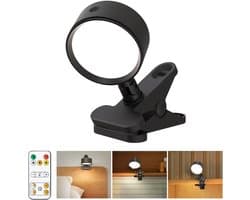 Draaibare Oplaadbare LED Klemspot met Dimfuncties en 3 Kleuren - Ideaal voor Nachtkastje of Camping
