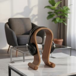 Houten Koptelefoonhouder Maclean MC-815O Hoofdtelefoonstandaard walnoot — thumbnail 3