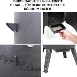 Buitenkeuken Kookring - Vuurplaats Ovenplaat - Authentiek Koken - Inclusief Accessoires - Ø 40 cm - Zwart — thumbnail 4