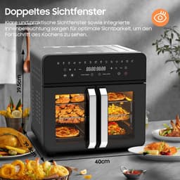 XXL Airfryer – Friteuse – Heteluchtoven – Elektrische Oven – Kooktoestel – Zwart – 23 Liter Inhoud – Dubbele Kookzones Met LED Touchscreen — thumbnail 5