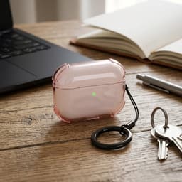 Roze transparant hoesje voor oordopjes met sleutelring – schokbestendige beschermhoes geschikt voor AirPods Pro 2 — thumbnail 3