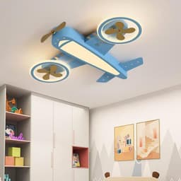 LED Plafondlamp Vliegtuig - Kinderkamerlamp Modern - Sfeervolle Verlichting - Dimbaar Met Afstandsbediening - 75 x 75 x 7 cm — thumbnail 5