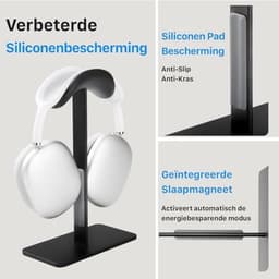Hoofdtelefoonstandaard met Slaapmodus - Aluminium met Siliconen Kussen, Gaming Accessoire voor Bureau - Zwart — thumbnail 5