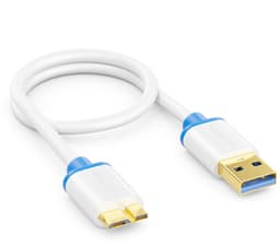 Micro USB 3.0 Kabel - Datakabel Laadkabel - Externe Harde Schijven - Tot 5 Gbit/s - 30 Centimeter - Wit — thumbnail 1