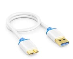 Micro USB 3.0 Kabel - Datakabel Laadkabel - Externe Harde Schijven - Tot 5 Gbit/s - 30 Centimeter - Wit
