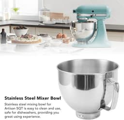 Mixkom RVS - Beslagkom Keukenmachine - Bakken en Mixen - Met Handvat Vaatwasserbestendig - 5 Liter 22.5x19cm - Zilverkleurig — thumbnail 5
