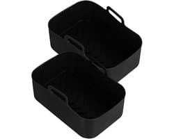 2PCS Vierkante Airfryer Siliconen Pot Geschikt voor Ninja-Foodi Dual-purpose Airfryer Accessoires - Zwart