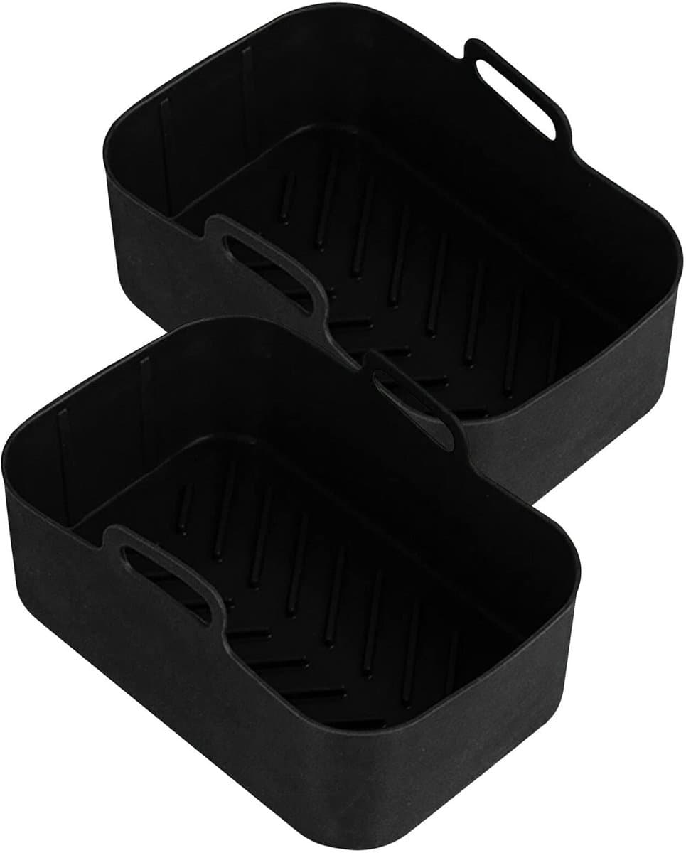 2PCS Vierkante Airfryer Siliconen Pot Geschikt voor Ninja-Foodi Dual-purpose Airfryer Accessoires - Zwart — afbeelding 1