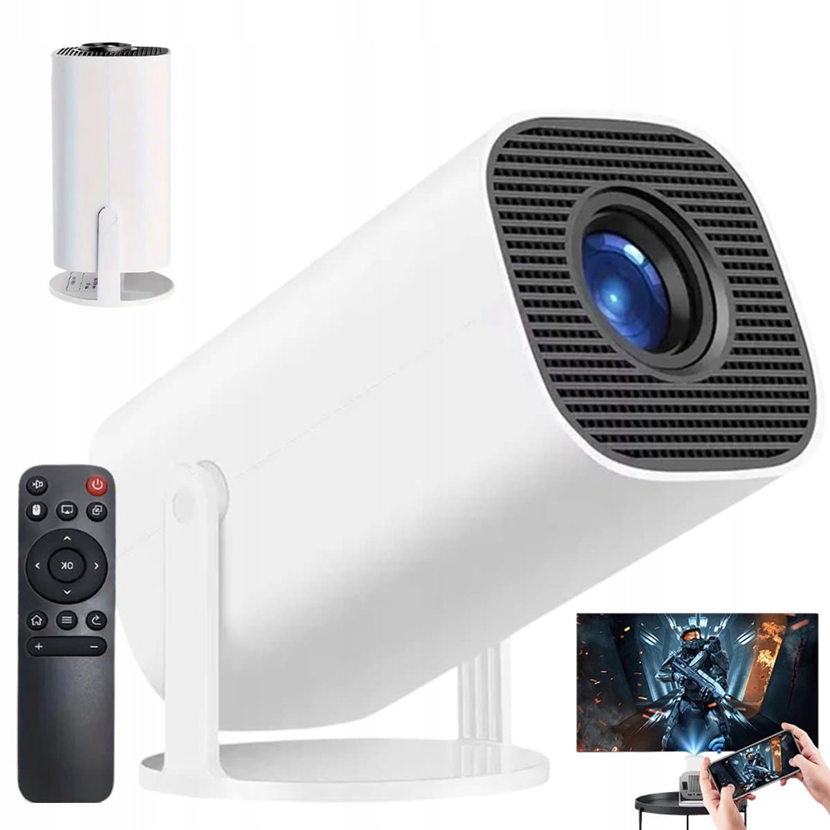 Mini Projector - 5G WiFi Bluetooth Beamer - 2+16G RAM - 200 ANSI - 1080P - Android 12.0 - Bluetooth 5.0 - 180° Verstelbaar & Auto Keystone - Wit - Dubbele luidsprekers - Groot scherm van 30–200 inch — afbeelding 1