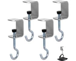 Allecto Plus - Bureau Mount Tas Houder Metaal Onder Tafel Draagbare Hoofdtelefoon Houder Klem - Handtas Organisator Meisjes Vrouwen - Kantoor Accessoires Opruimen Rommel - Verstelbaar en Handig in Gebruik