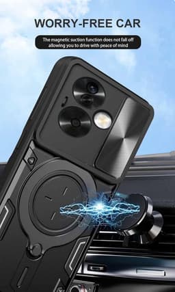 Allecto Plus - Schokbestendige hoes voor OPPO A79 5G met onzichtbare ringhouder en uitschuifbare cameracutout - Dubbellaags siliconen TPU + PC-hoes blauw — thumbnail 2