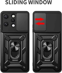 Case voor Motorola Moto E20 - Schokbestendige case met Ringhouder en standaard, schuifcamera, dubbele laag siliconen TPU + hard PC Cover Rose Gold — thumbnail 2