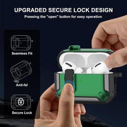 Beschermhoes en Reinigingsset voor AirPods Pro 2de/1ste Generatie - Valbescherming - Zwart/Groen - Geschikt voor 2023/2022/2019 — thumbnail 5